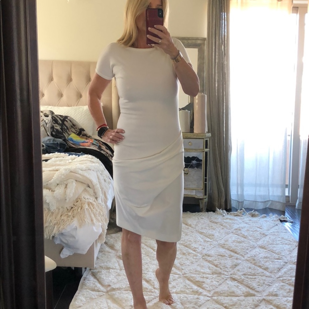 White fitted dress, made in Italy